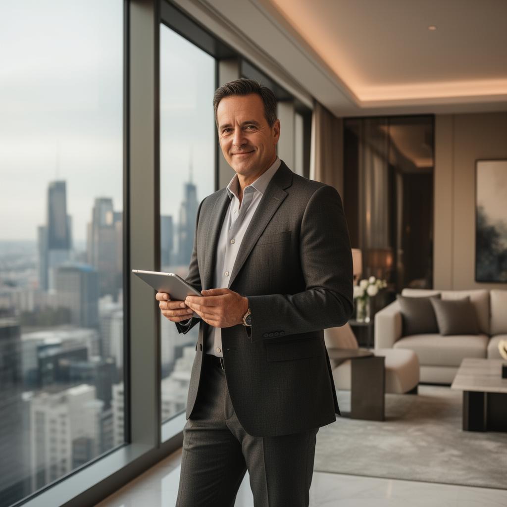 Broker inmobiliario de AIIA Capital reunido con un cliente revisando su plan de financiación